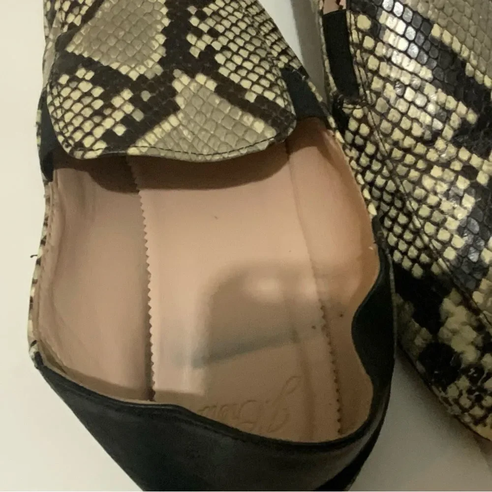 J.Crew Women's Sz 9 Snakeskin Embossed Leather Convertible Mules Loafers